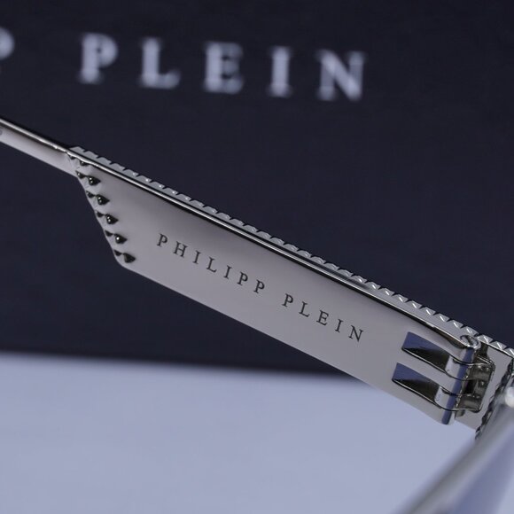 Philipp Plein SPP106M 0579 Aviator Sunglasses – Palladium/Blue - Picture 8 of 12